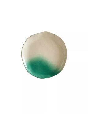 Zara Cream and Teal Glazed Ceramic Serving Plates Set of 2